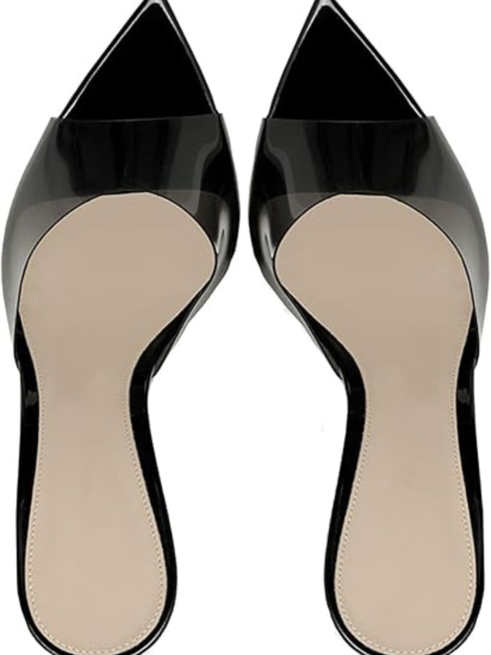 Women'S Clear Pointed Open Toe Stiletto Heel Slide Sandals Fashion Sexy Slip On